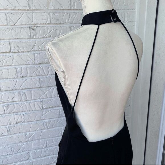 C/meo collective Adept Women's Black High Neck Backless Ruched Midi Dress Size M - Picture 5 of 7